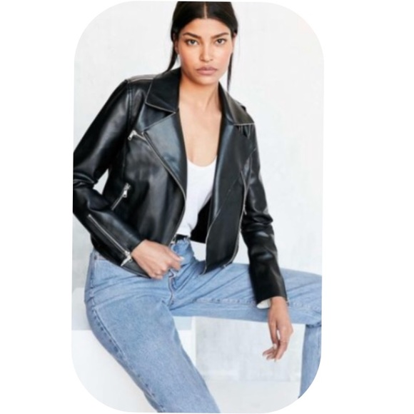 Silence + Noise Raw-Edge Vegan Leather Moto Jacket - Picture 3 of 8